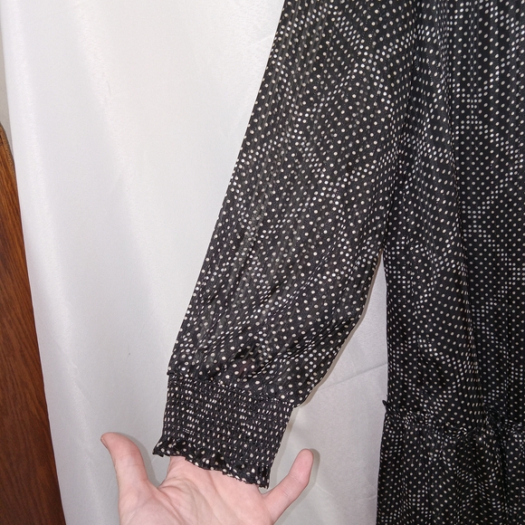 J Crew Factory Women's Ruffle Tiered Mini LS Smocked Neck Dress NEW Sz S $118 - Picture 5 of 13